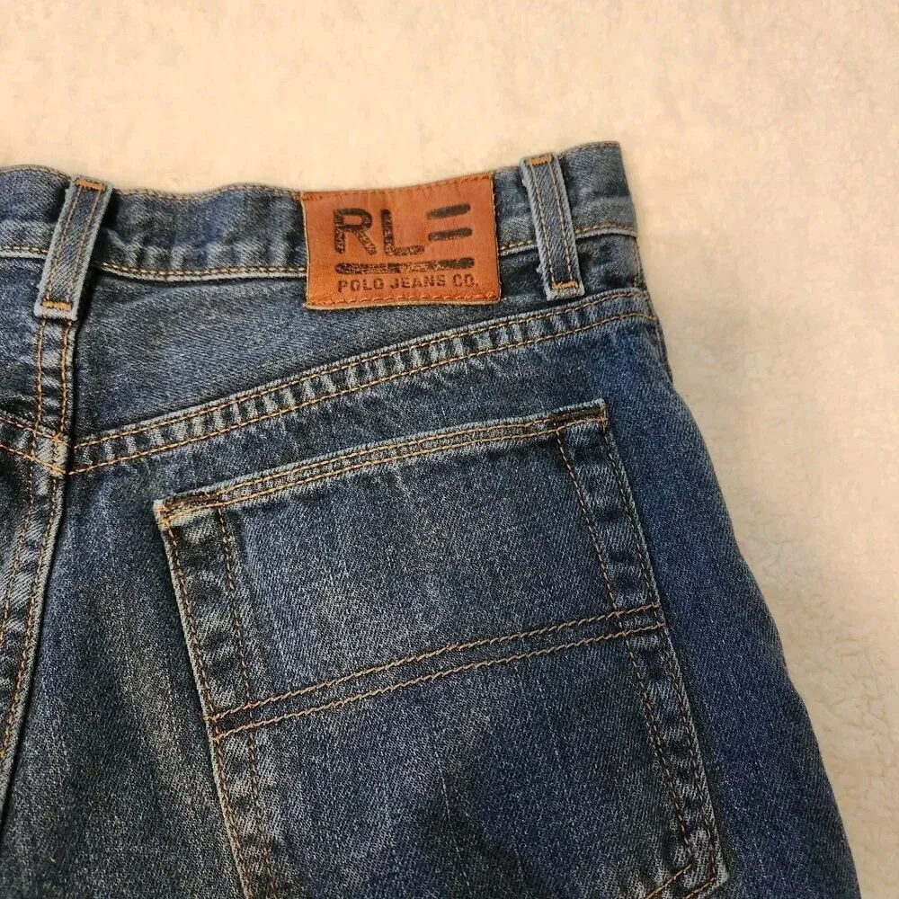Y2K Polo Jeans Co Boys 20 Blue Denim Jeans Straight Leg Ralph Lauren 30x29.5 Vtg